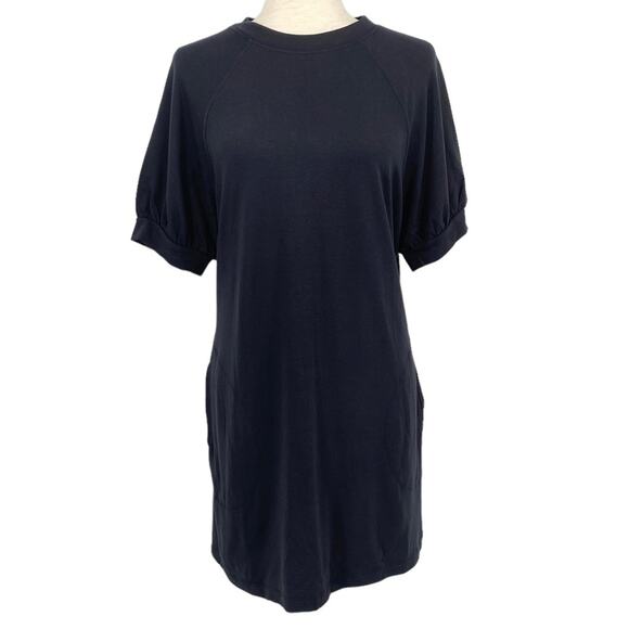 NWT COMO VINTAGE Black Puff Short Sleeve Pocketed T Shirt Mini Dress Size Medium - Picture 1 of 7